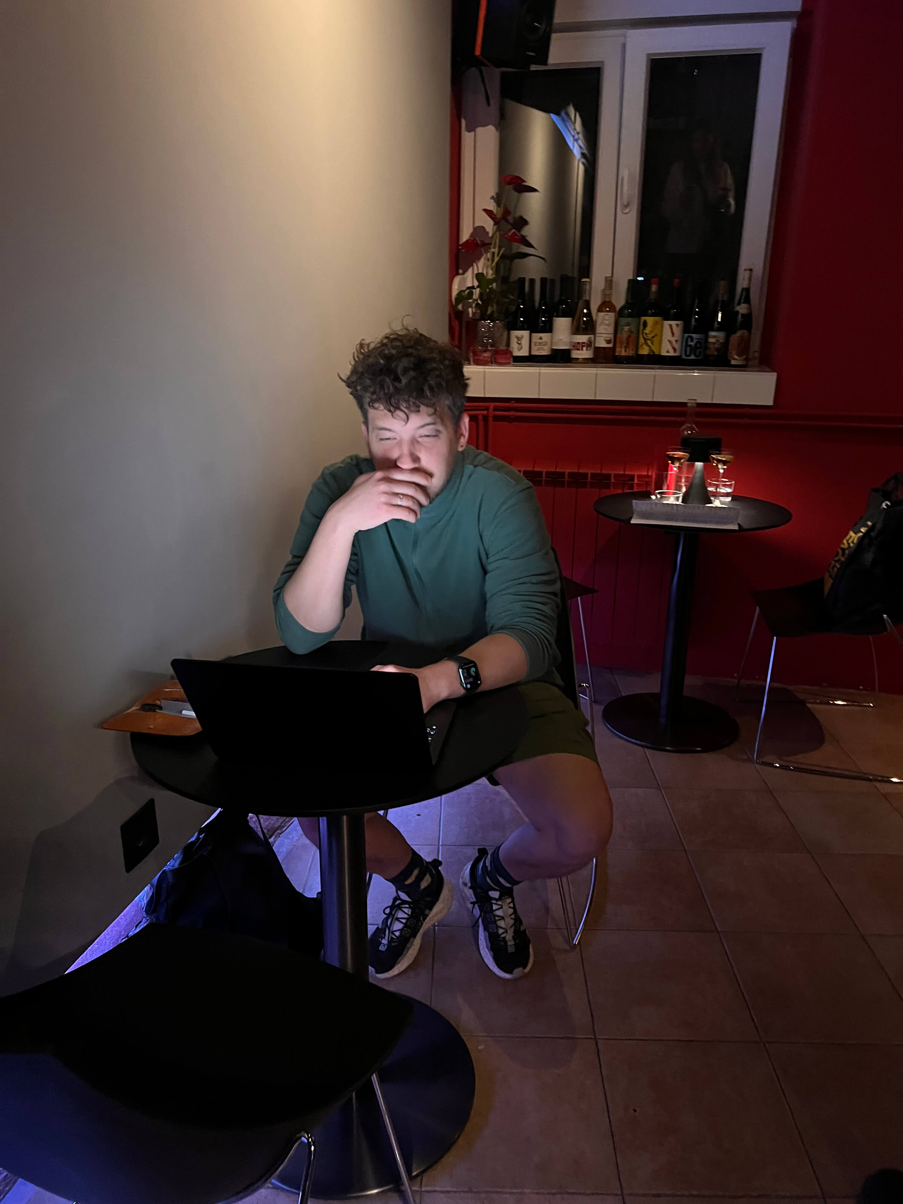 Fixing production in a bar in Belgrade, Serbia